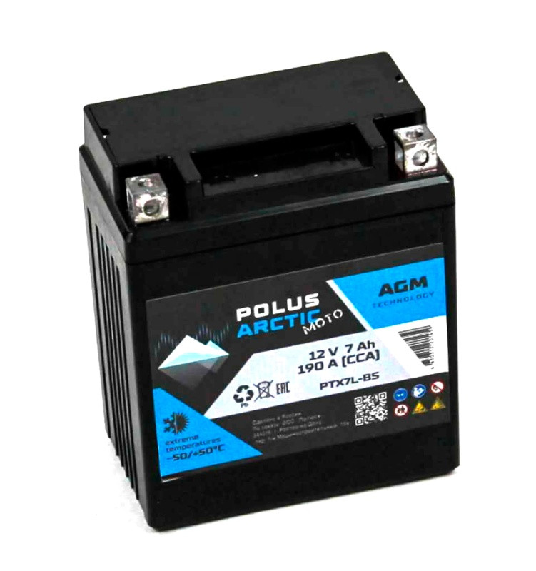 Аккумулятор Polus Arctic Moto 7Ач 190A (PTX7L-BS)