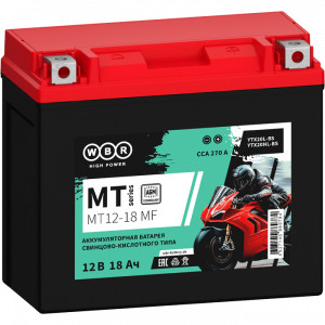 Аккумулятор WBR MT12-18 MF 18Ач 270A  (YTX20L-BS) WBR Batterien GmbH