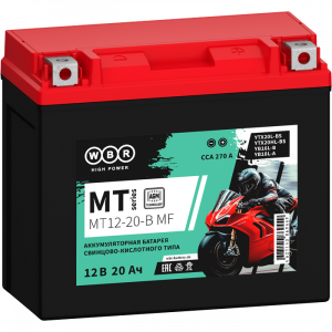 Аккумулятор WBR MT12-20-B MF 20Ач 270A  (YTX20L-BS) WBR Batterien GmbH