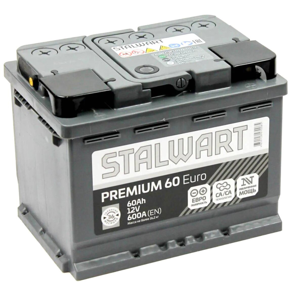 Аккумулятор Stalwart Premium 6СТ-60 (П.П.) 600А АО «АКОМ»