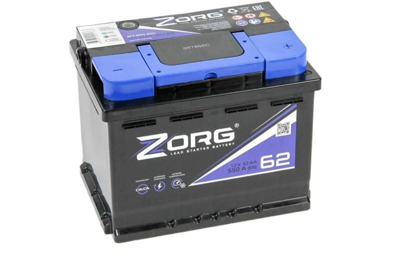 Аккумулятор Zorg 6СТ-62 (О.П.) 550А