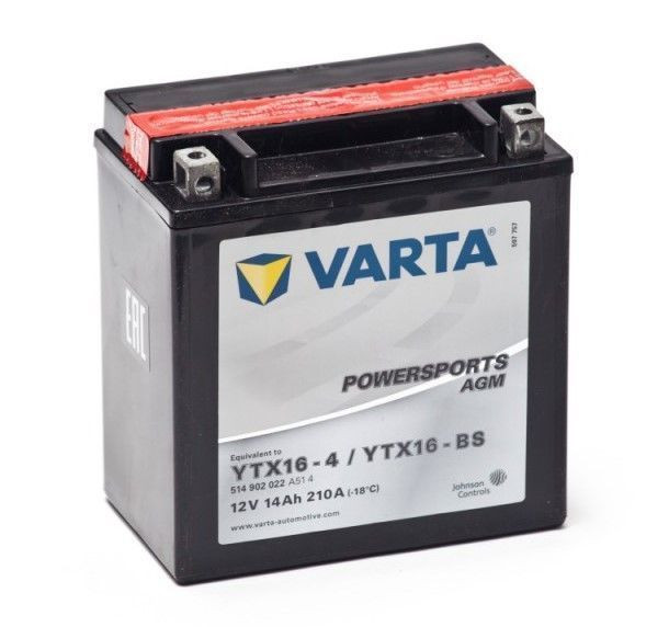 Аккумулятор Varta Powersports AGM 14Ач 210А (YTX16-BS, YTX16-4) Jonson Controls
