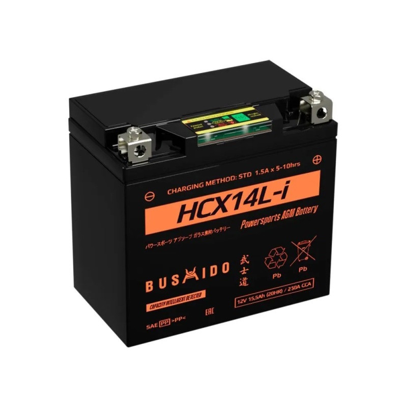 Аккумулятор Bushido HCX14L-i 15,5Ач 230А (YTX14L-BS)