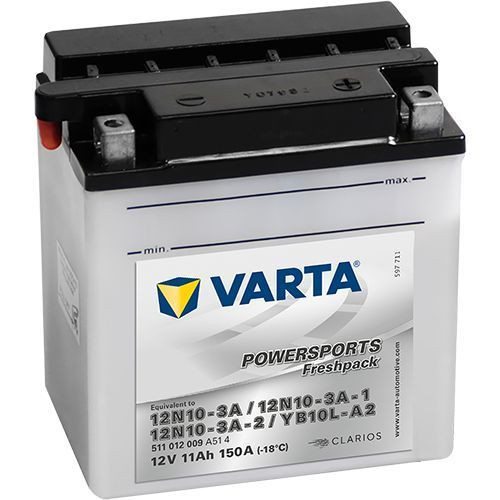 Аккумулятор Varta Powersports Freshpack 11Ач 150А (YB10L-A2, 12N10-3A, 12N10-3A-1, 12N10-3A-2) Jonson Controls
