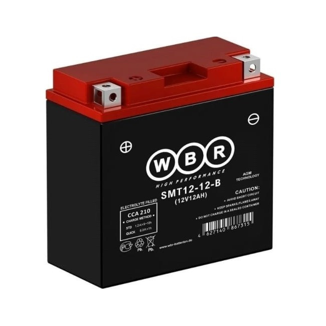 Аккумулятор WBR SMT12-12-B 12Ач 210A  (YT14B-BS) WBR Batterien GmbH