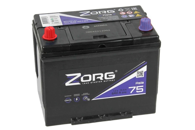 Аккумулятор Zorg Asia 6СТ-75 (П.П.) 640А