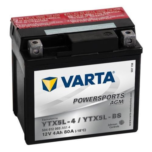 Аккумулятор Varta Powersports AGM 4Ач 80А (YTX5L-BS, YTX5L-4) Jonson Controls