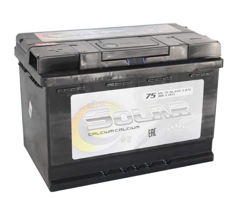 Аккумулятор Ultra Solar Black 6СТ-75 (П.П.) 650А