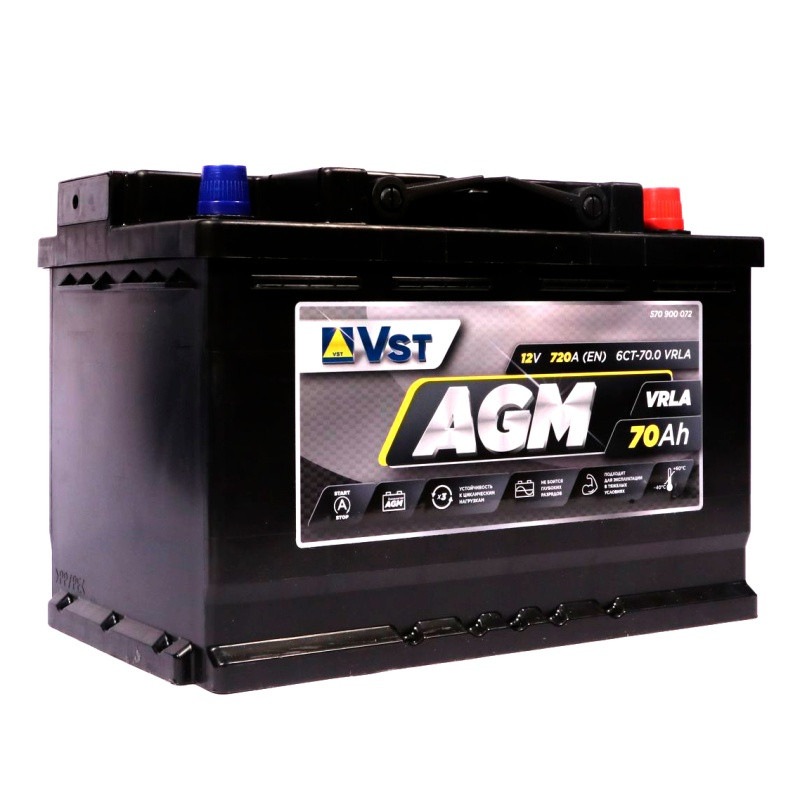 Аккумулятор Vst AGM 6СТ-70 (О.П.) 720А