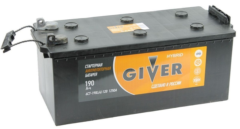 Аккумулятор Giver Hybrid 6СТ-190 (П.П.) 1250А (под болт) ООО РАЗ «Тангстоун»
