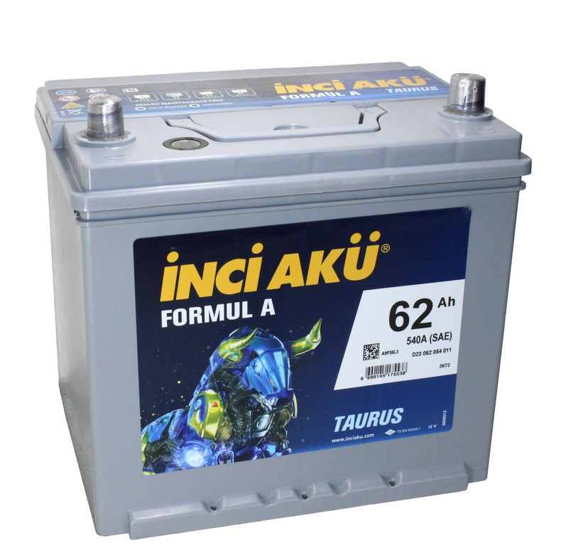 Аккумулятор Inci Aku Asia FormulА 6СТ-62 (О.П.) 540А (75D23L) (с буртом)