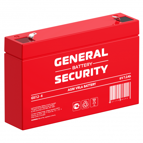 Аккумулятор General Security GS7.2-6 (6V 7,2Ah)