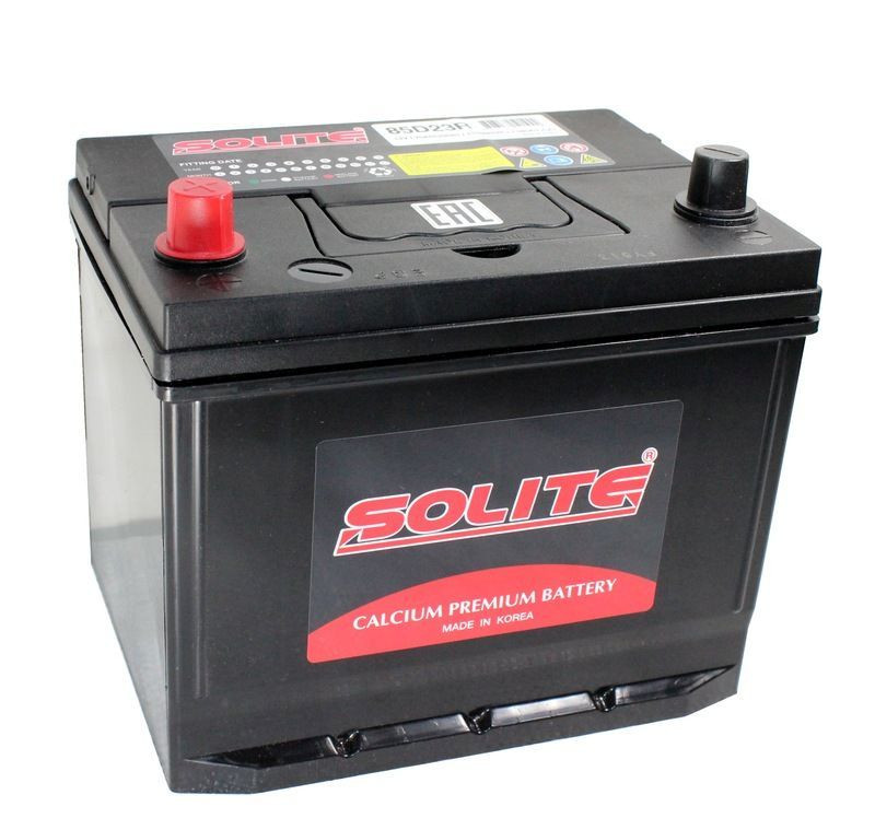 Аккумулятор Solite JIS 6СТ-70 (П.П.) 580А (с буртом, низкий) 85D23R