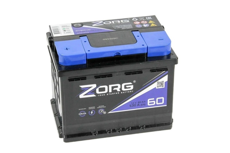 Аккумулятор Zorg 6СТ-60 (П.П.) 530А